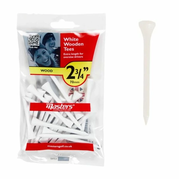 Masters Wood 2 3/4 Inch White Tees – Pack Of 20