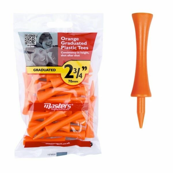 Masters Graduated 70mm Golf Tees – Orange (20 Pack)